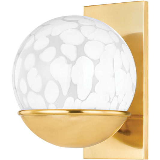 Cleo Wall Sconce by Mitzi in aged brass. Made from steel in a unique style.