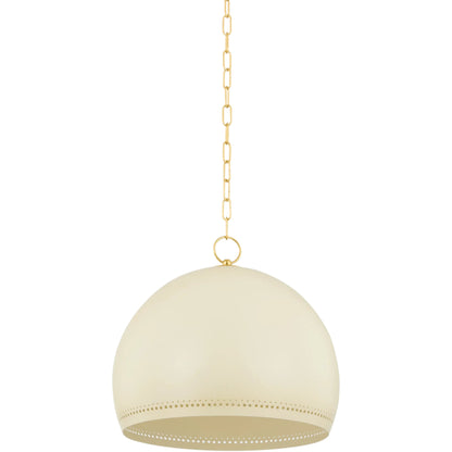 Etna Pendant by Mitzi in aged brass, soft cream. Made from steel in a transitional style.