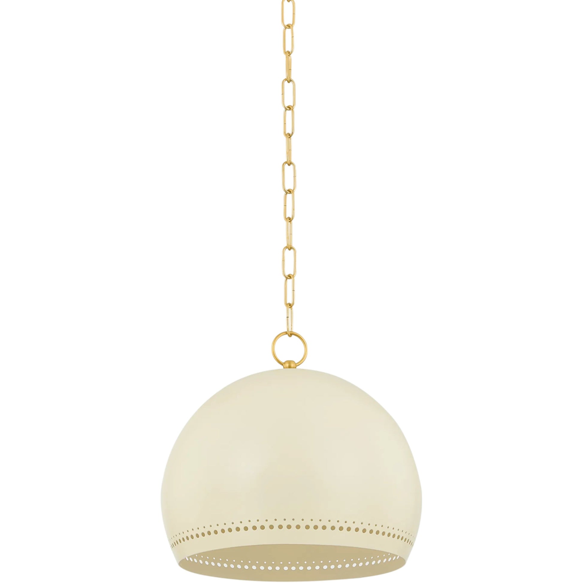 Etna Pendant by Mitzi in aged brass, soft cream. Made from steel in a transitional style.