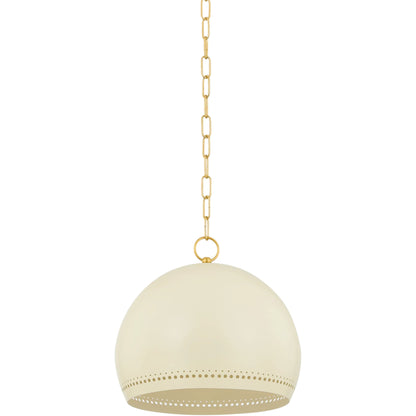 Etna Pendant by Mitzi in aged brass, soft cream. Made from steel in a transitional style.