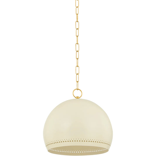 Etna Pendant by Mitzi in aged brass, soft cream. Made from steel in a unique style.