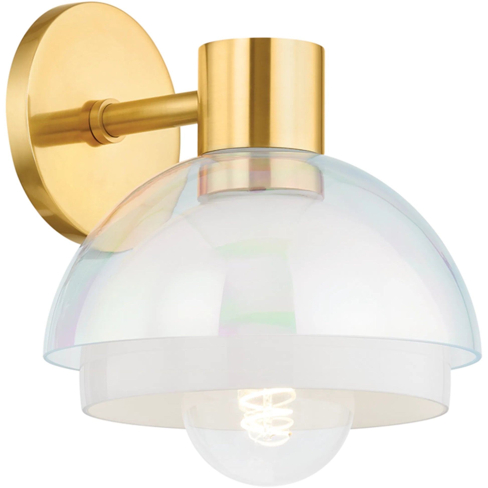 Modena Wall Sconce by Mitzi in aged brass. Made from steel in a modern style.