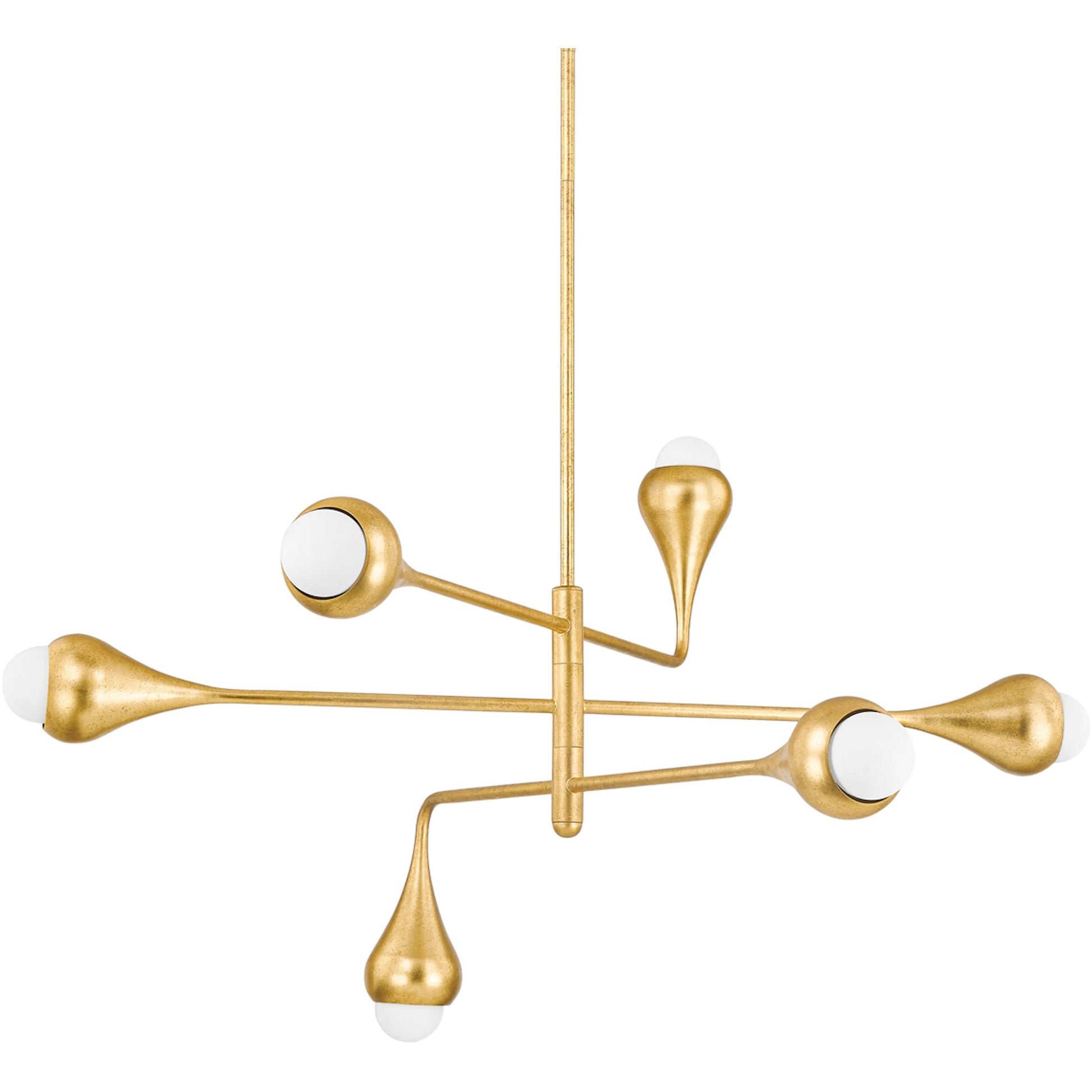 Luciel Chandelier by Mitzi in vintage gold leaf. Made from steel in a modern style.