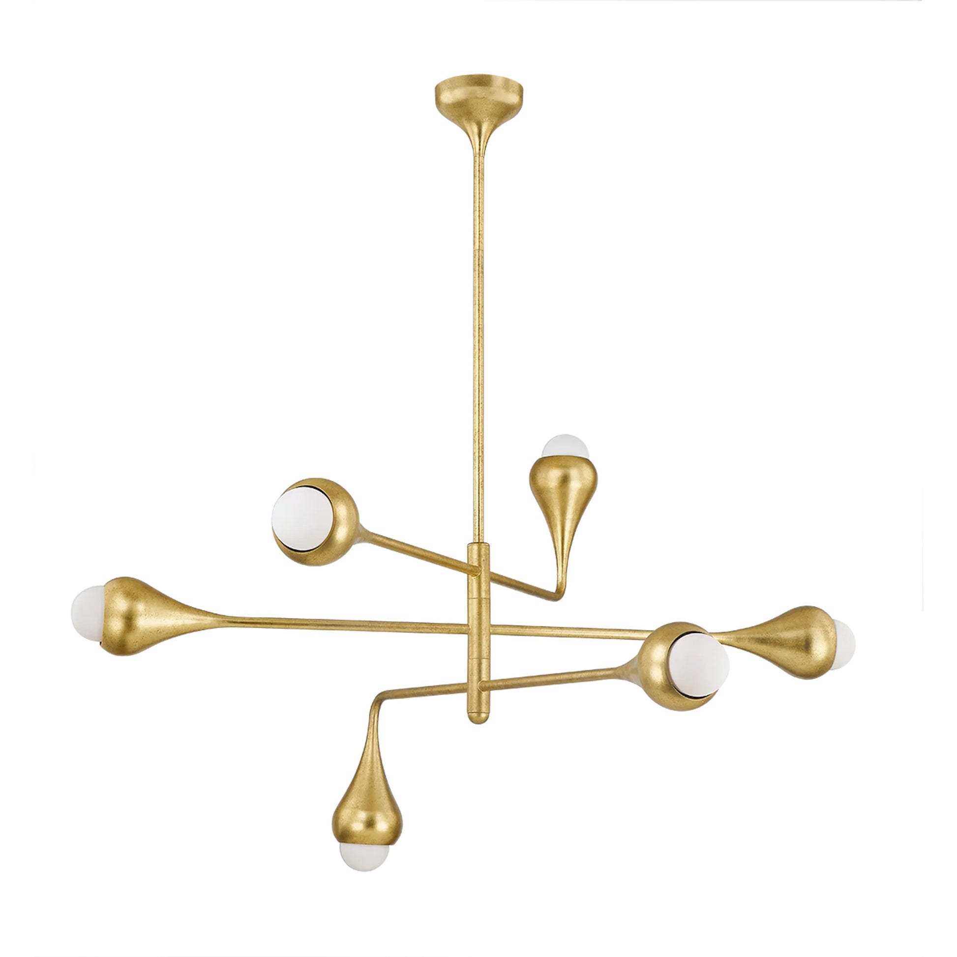 Luciel Chandelier by Mitzi in vintage gold leaf. Made from steel in a modern style.