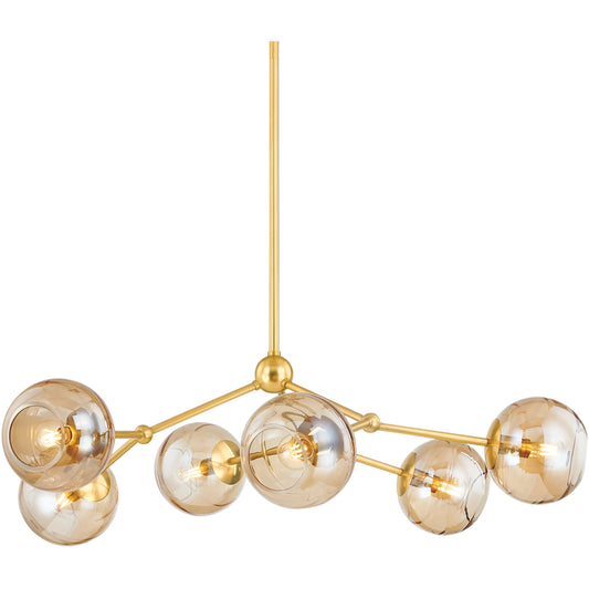 Trixie Chandelier by Mitzi in aged brass. Made from steel in a unique style.