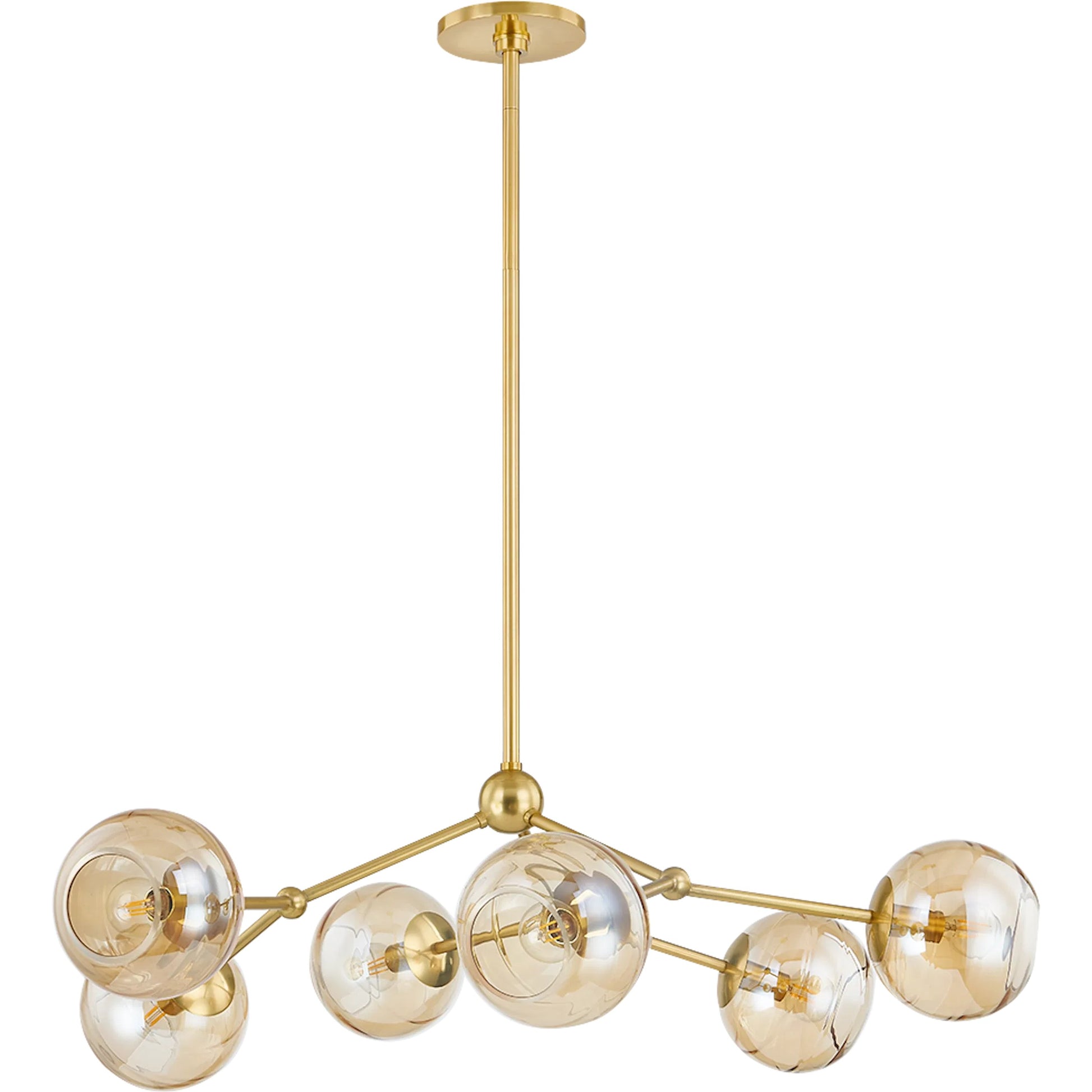 Trixie Chandelier by Mitzi in aged brass. Made from steel in a modern style.