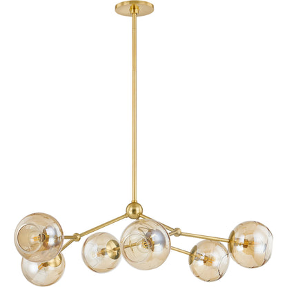 Trixie Chandelier by Mitzi in aged brass. Made from steel in a modern style.