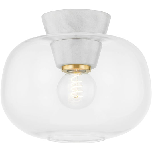 Ariella Flush Mount by Mitzi in aged brass. Made from steel in a unique style.
