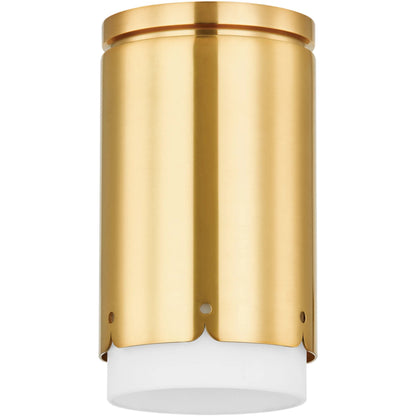 Asa Flush Mount by Mitzi in aged brass. Made from steel in a transitional style.