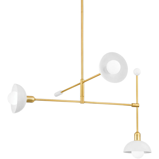Billie Chandelier by Mitzi in aged brass, soft white. Made from steel in a unique style.