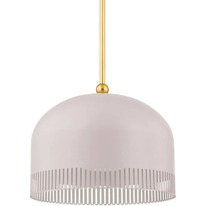 Liba Pendant by Mitzi in aged brass, soft peignoir. Made from steel in a transitional style.
