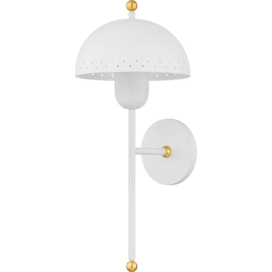 Jojo Wall Sconce by Mitzi in aged brass, soft white. Made from steel in a unique style.