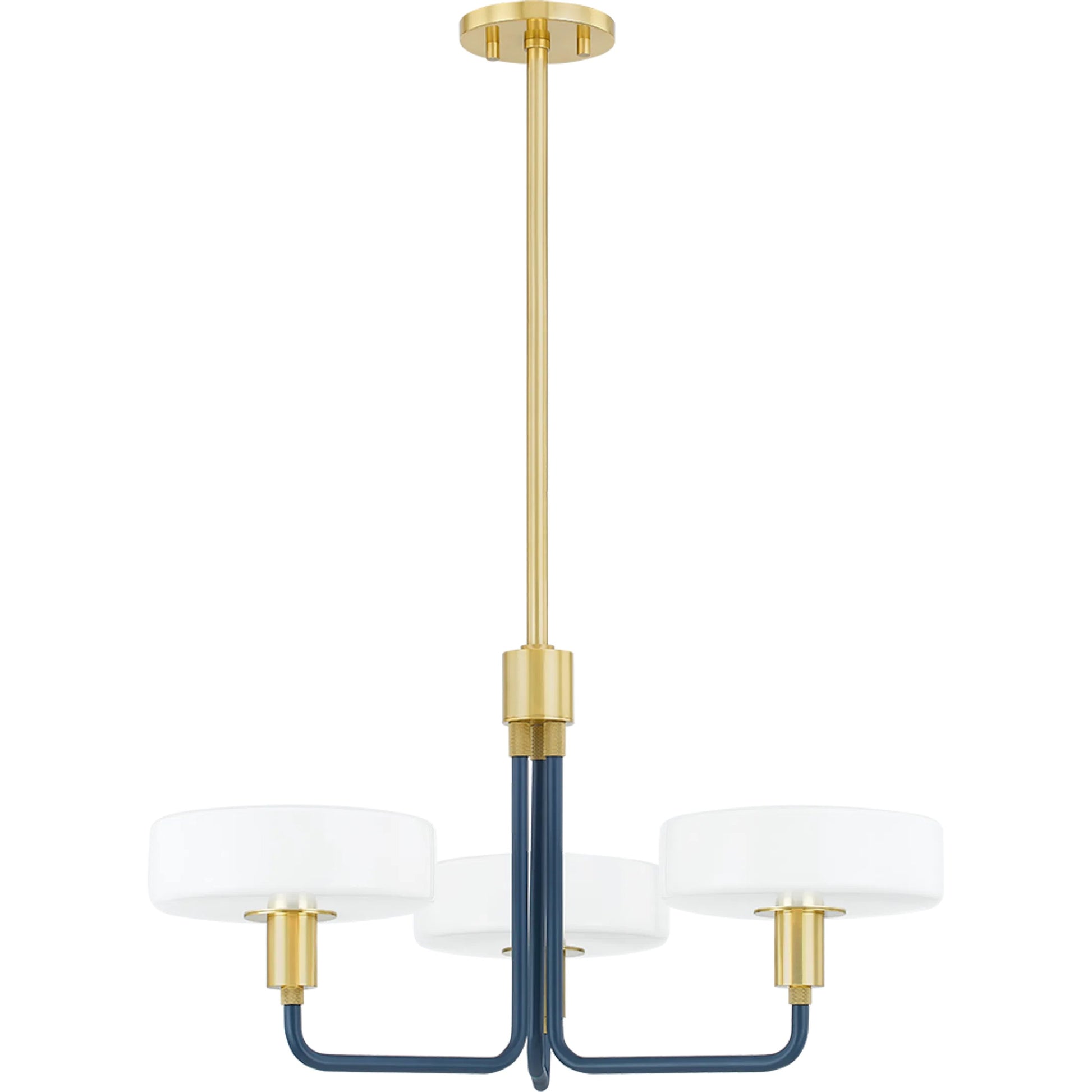Aston 3-Light Chandelier by Mitzi in aged brass, slate blue. Made from steel in a eclectic & global style.