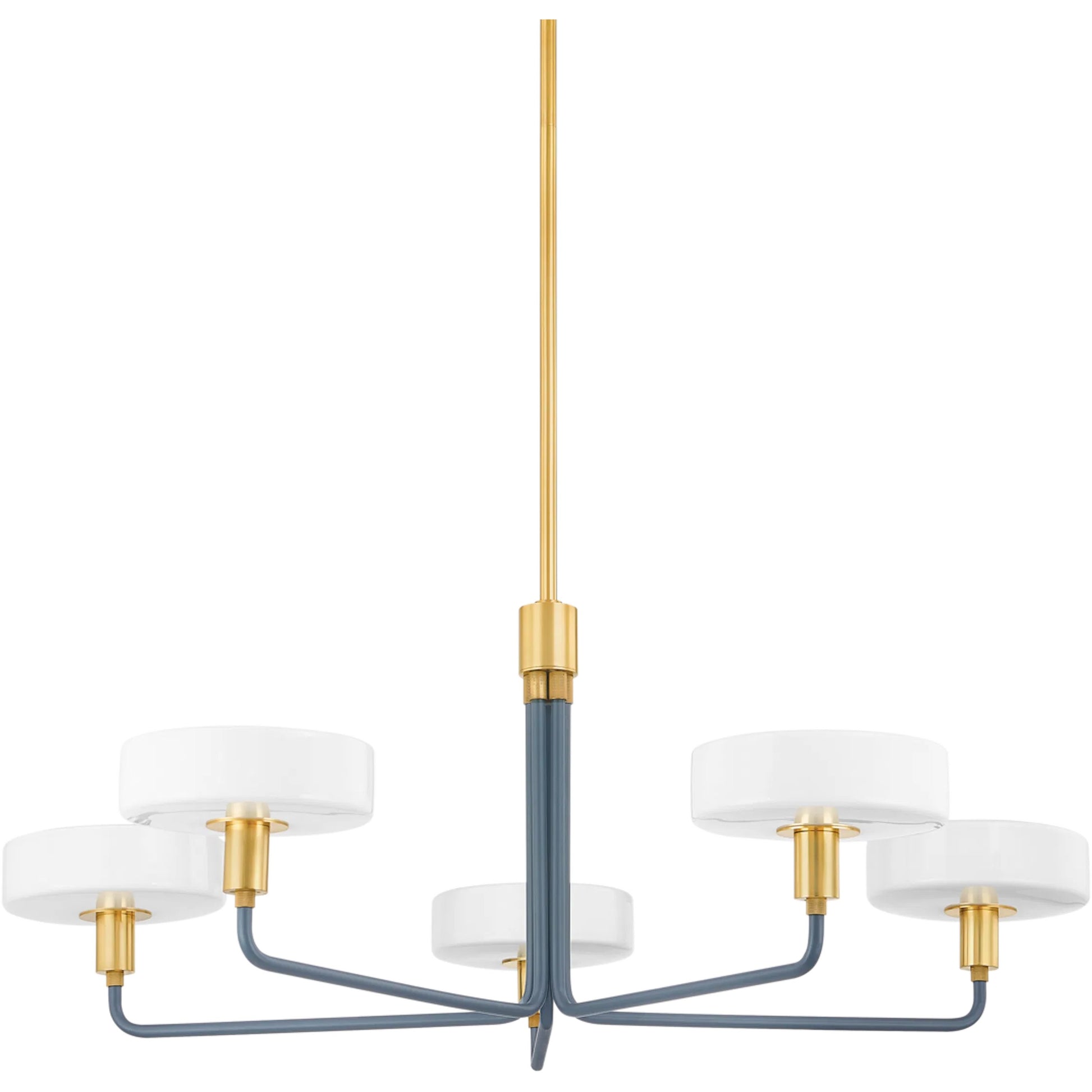 Aston 5-Light Chandelier by Mitzi in aged brass, slate blue. Made from steel in a eclectic & global style.