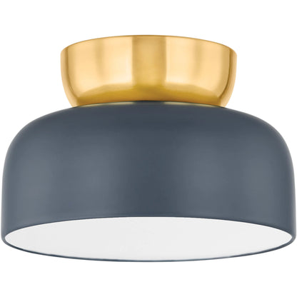 Batya Flush Mount by Mitzi in aged brass, slate blue. Made from steel in a eclectic & global style.