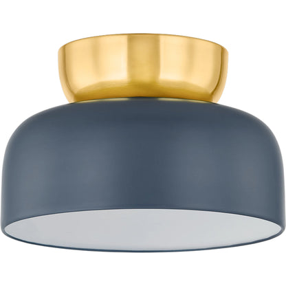 Batya Flush Mount by Mitzi in aged brass, slate blue. Made from steel in a eclectic & global style.