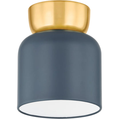 Batya Flush Mount by Mitzi in aged brass, slate blue. Made from steel in a eclectic & global style.