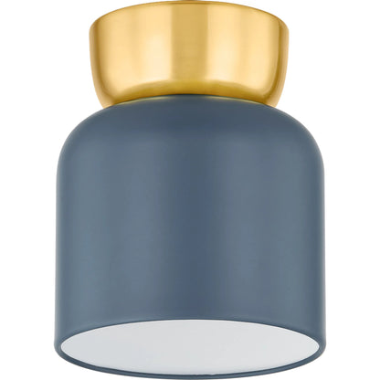 Batya Flush Mount by Mitzi in aged brass, slate blue. Made from steel in a eclectic & global style.
