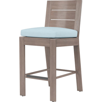 Laguna Outdoor Barstool in Canvas Flax by Sunset West in browns. Made from aluminum in a modern style.
