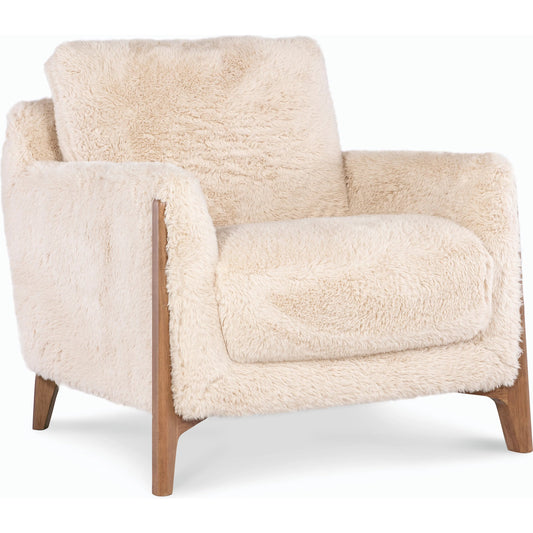 Cynthia Chair by Hooker Furniture in beige and light wood finish. Made from fabric in a modern style.