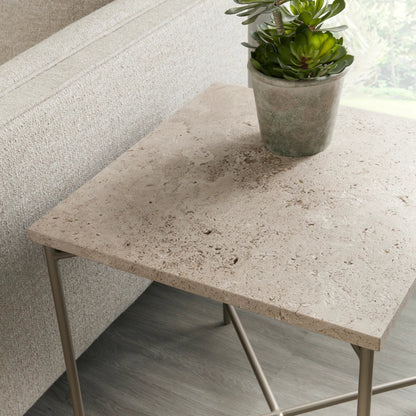 Large Stone Top Nesting Table by Pulaski Furniture in silver. Made from stone in a modern style.