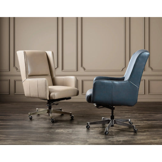 Benito Executive Swivel Tilt Chair by Hooker Furniture in salvo denim. Made from leather in a unique style.