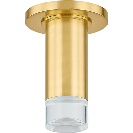 Claudie Flush Mount by Mitzi in aged brass. Made from steel in a unique style.