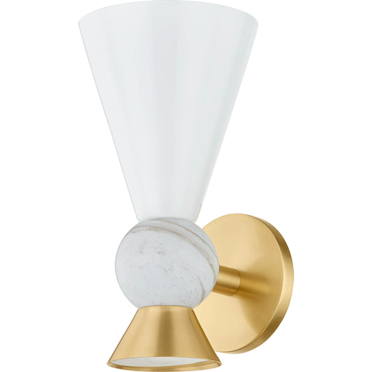 Mona Wall Sconce by Mitzi in aged brass. Made from steel in a unique style.