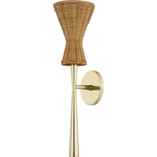 Honey Wall Sconce by Mitzi in aged brass. Made from steel in a unique style.
