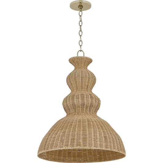 Mayla Pendant by Mitzi in aged brass. Made from natural woven in a unique style.