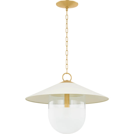 Ressi Pendant by Mitzi in aged brass, soft cream. Made from steel in a unique style.