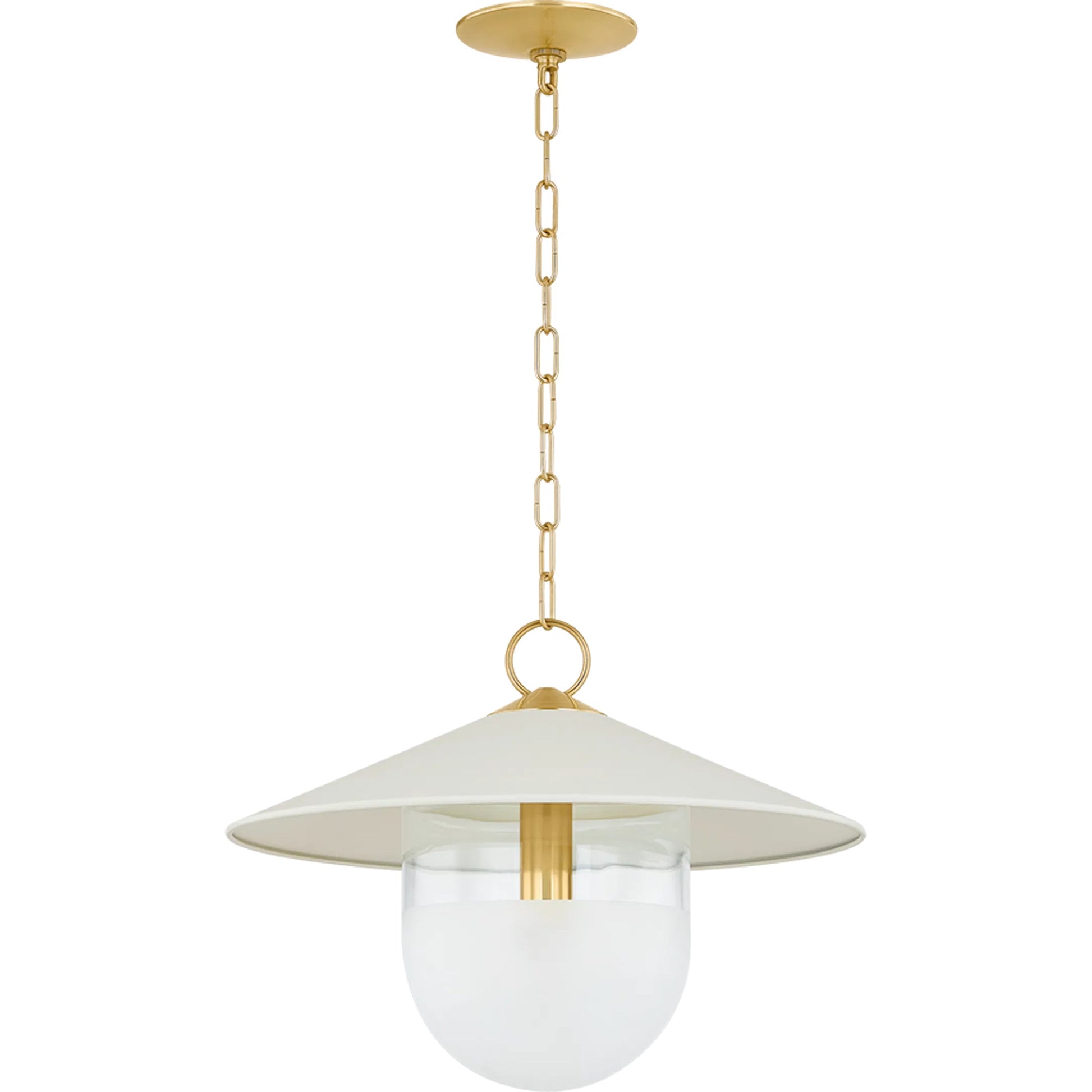 Ressi Pendant by Mitzi in aged brass, soft cream. Made from steel in a transitional style.