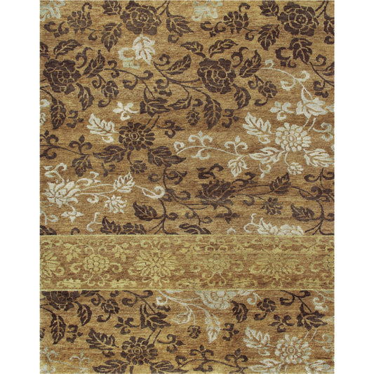 Qing Rug - 6069F by Feizy in brown, gold, tan. Made from wool, viscose in a unique style.