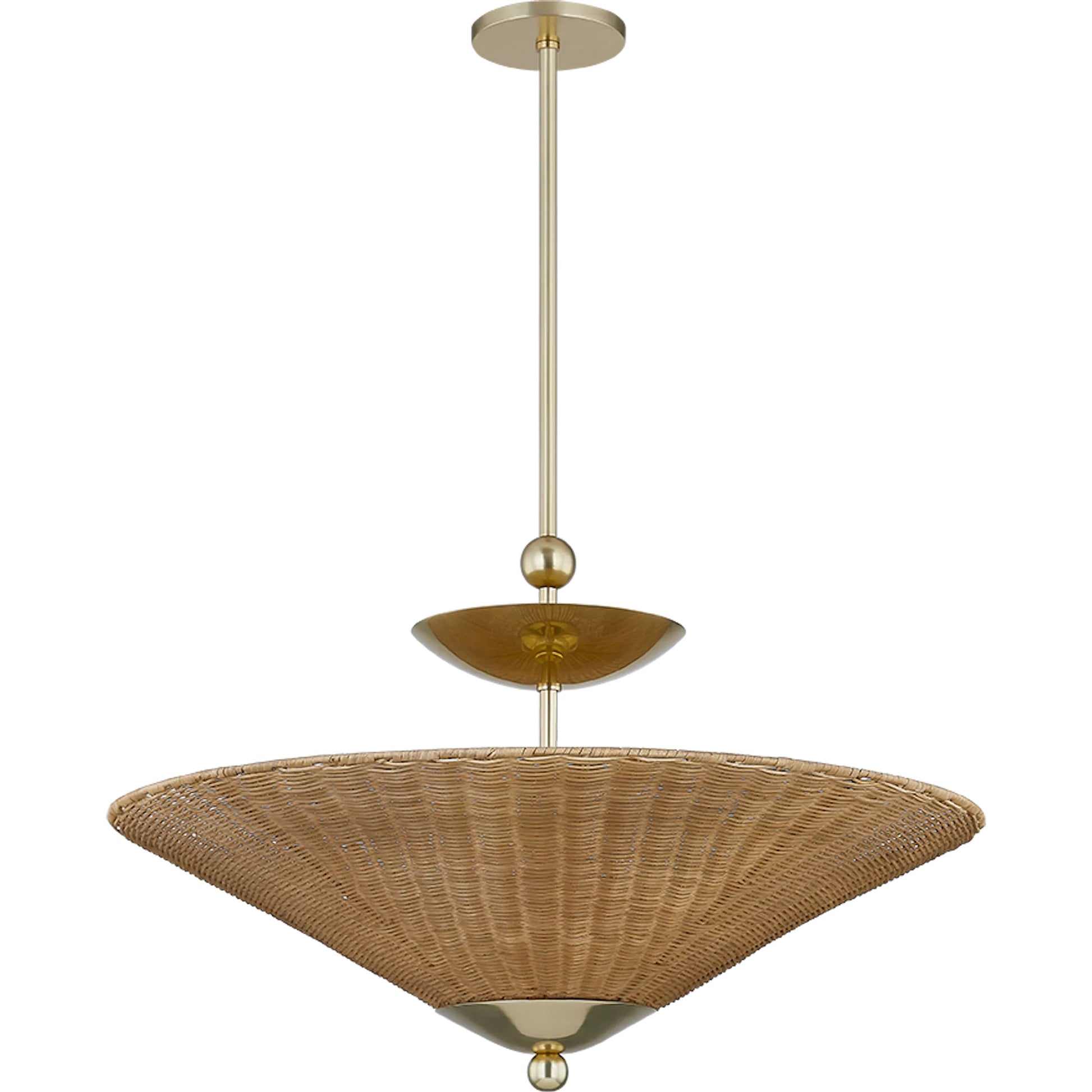 Perilla Pendant by Mitzi in aged brass. Made from steel in a unique style.
