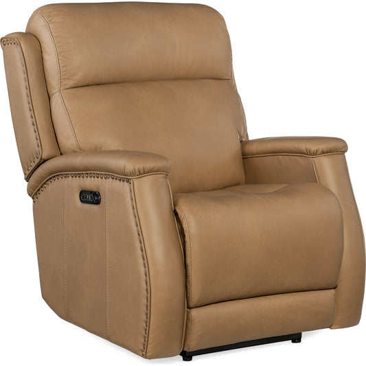 Rhea Zero Gravity Power Recliner by Hooker Furniture. Made from leather in a unique style.
