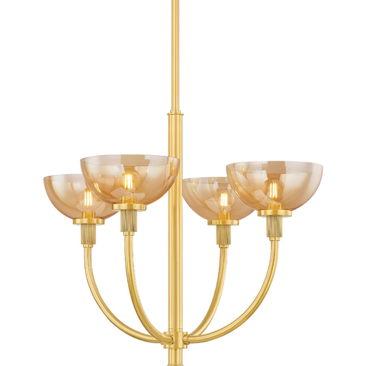 Eva Chandelier by Mitzi in aged brass. Made from steel in a unique style.