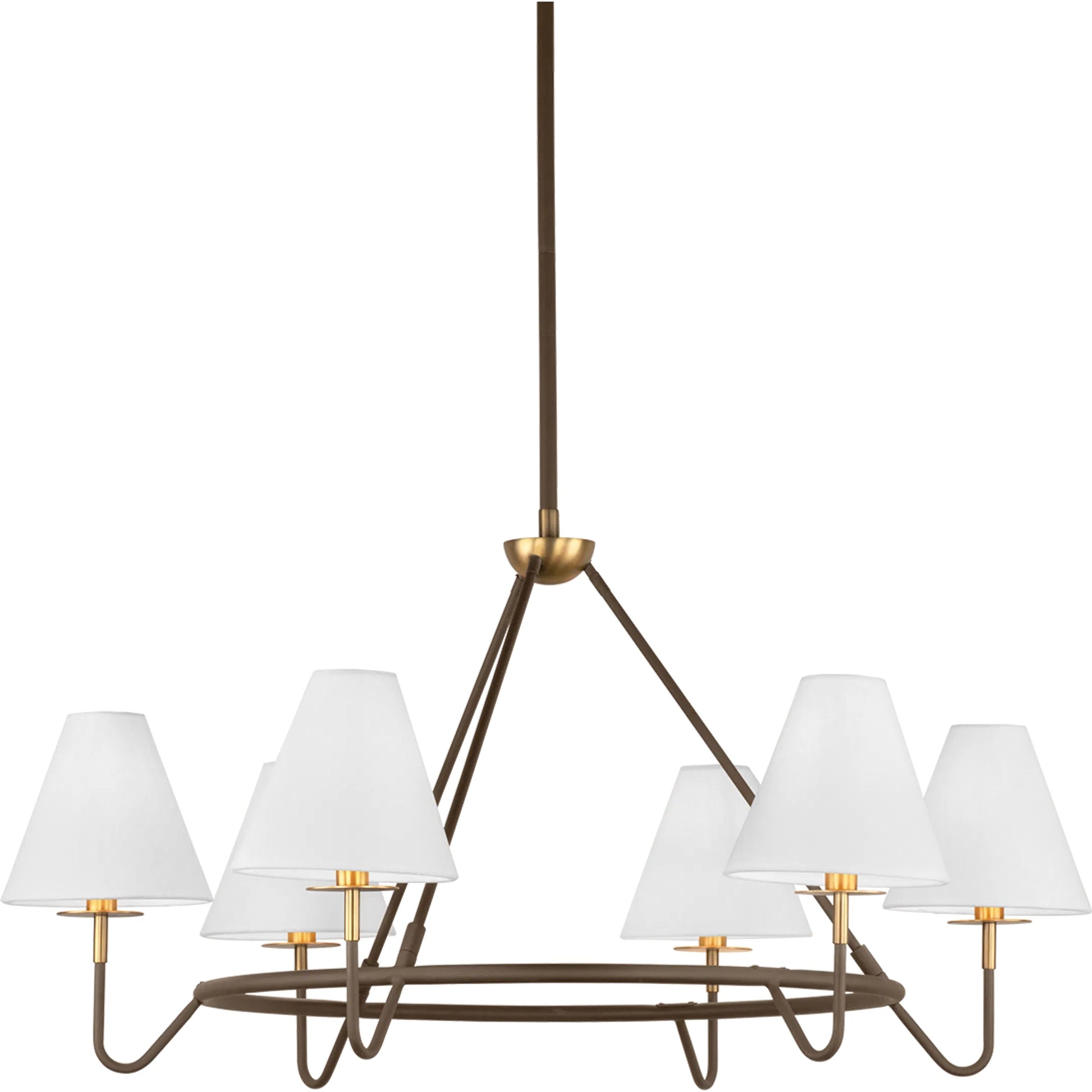 Polly Chandelier by Mitzi in aged brass, bronze. Made from steel in a unique style.