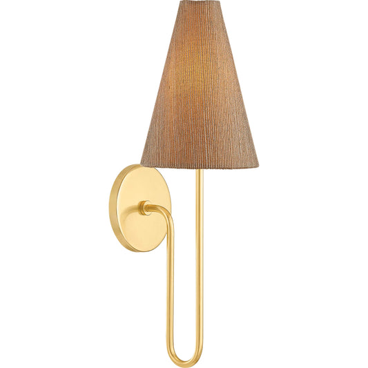Jessel Wall Sconce by Mitzi in aged brass. Made from steel in a rustic style.