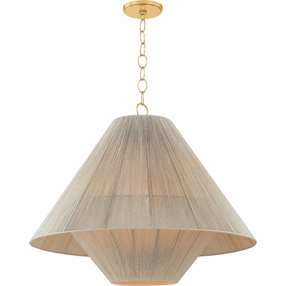 Eleanor Pendant by Mitzi in aged brass. Made from natural woven in a rustic style.