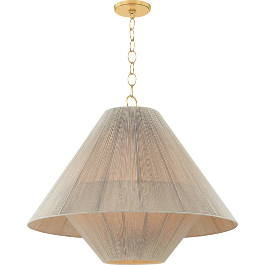 Eleanor Pendant by Mitzi in aged brass. Made from natural woven in a rustic style.