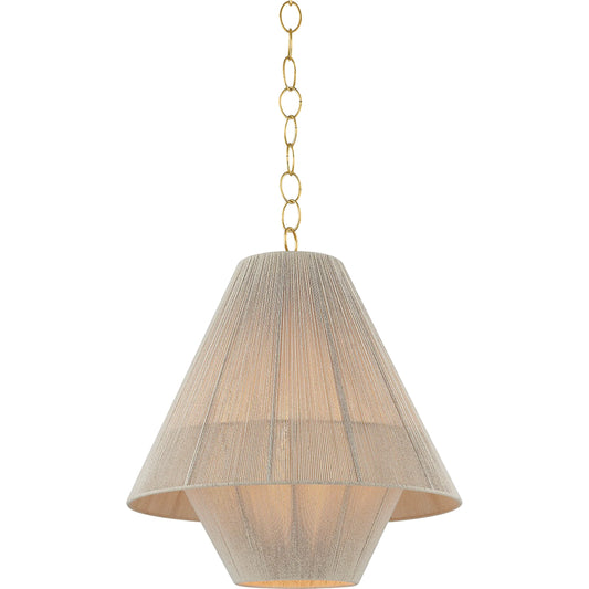 Eleanor Pendant by Mitzi in aged brass. Made from natural woven in a rustic style.