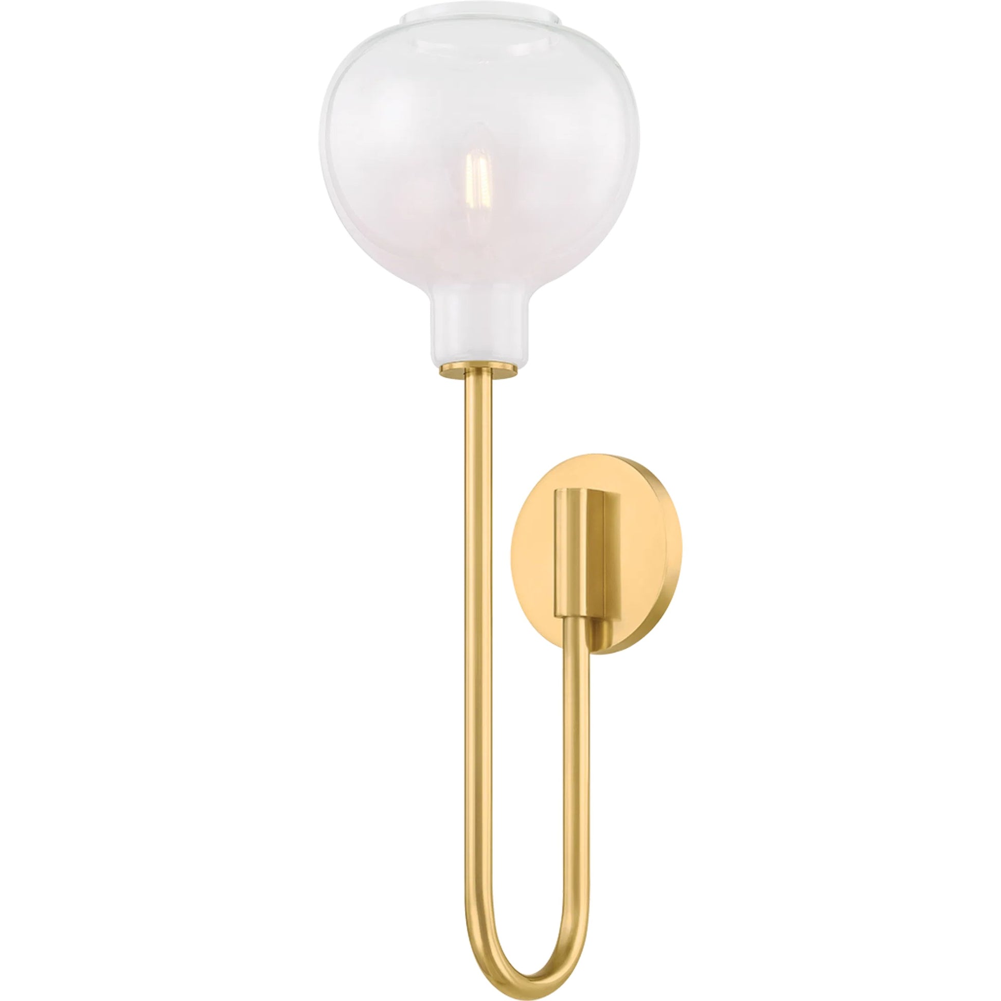 Estelle Wall Sconce by Mitzi in aged brass. Made from steel in a unique style.