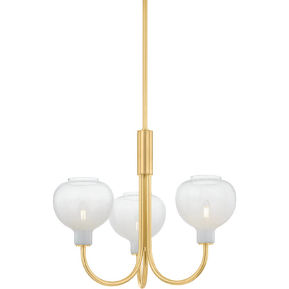 Estelle Chandelier by Mitzi in aged brass. Made from steel in a unique style.