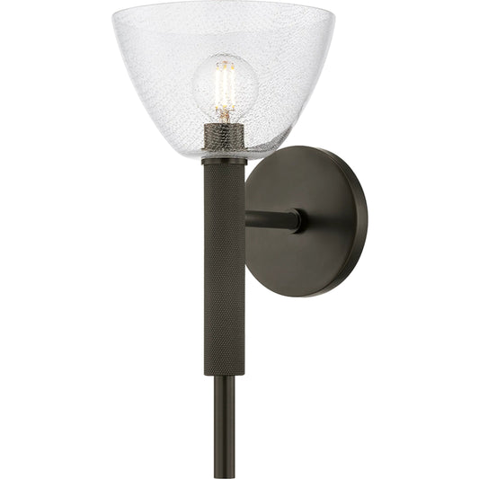 Caraway Wall Sconce by Mitzi in true bronze. Made from steel in a unique style.