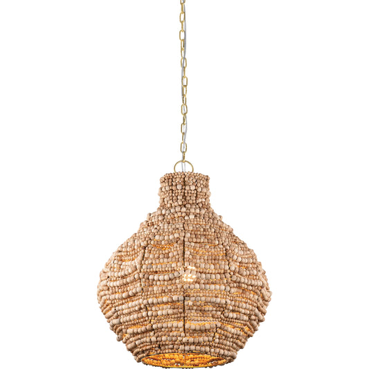 Tiana Pendant by Mitzi in aged brass. Made from wood in a unique style.