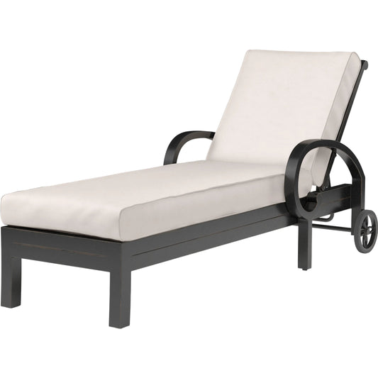 Monterey Outdoor Chaise Lounge by Sunset West in browns. Made from aluminum in a cottage & farmhouse style.