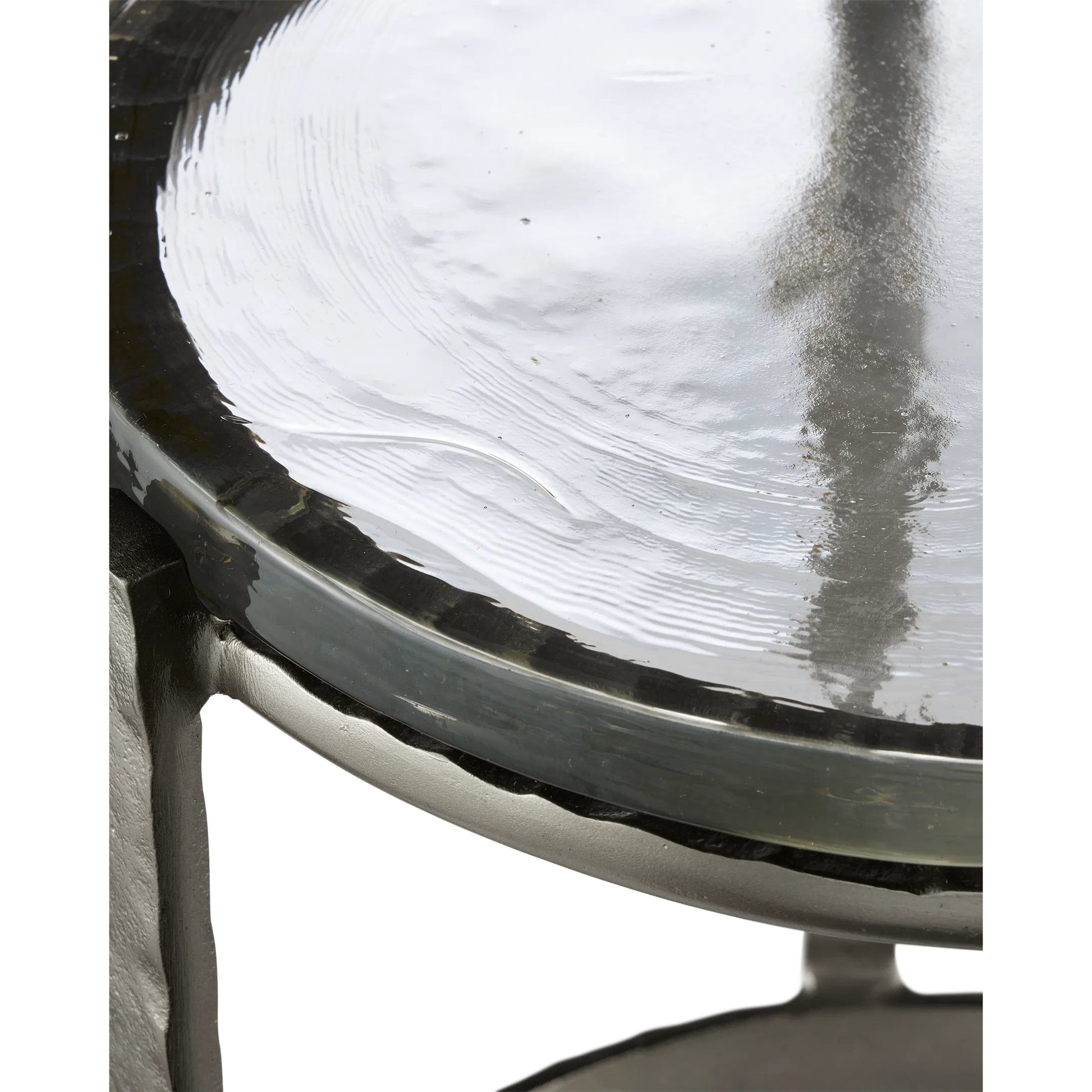 Acea Drinks Table by Currey and Company. Made from cast aluminum, cast glass in a modern style.