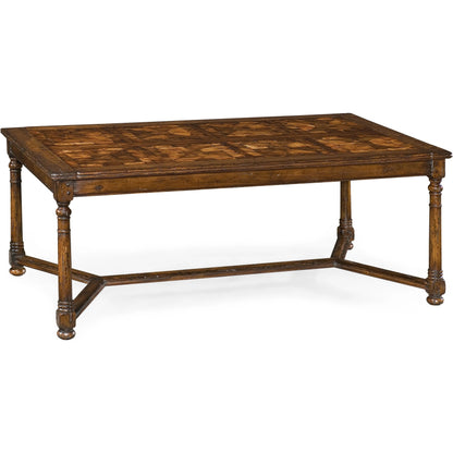 Casual Accents Walnut Parquet Oyster Cocktail Table by Jonathan Charles in brown and country oyster. Made from acacia in a traditional style.
