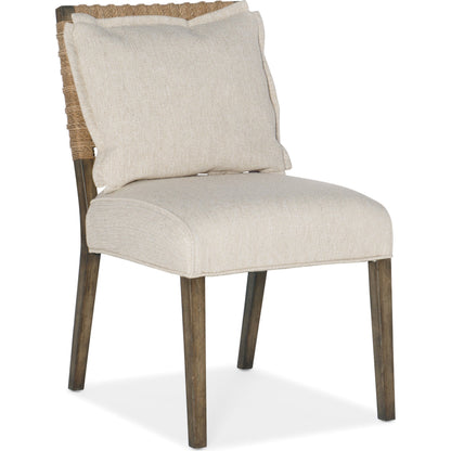 Sundance Woven Back Side Chair (Set of 2) by Hooker Furniture in beige and cliffside, zuri cream. Made from fabric, foam, rope in a coastal style.
