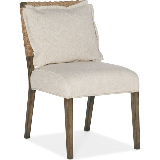 Sundance Woven Back Side Chair (Set of 2) by Hooker Furniture in beige and cliffside, zuri cream. Made from fabric, foam, rope in a coastal style.